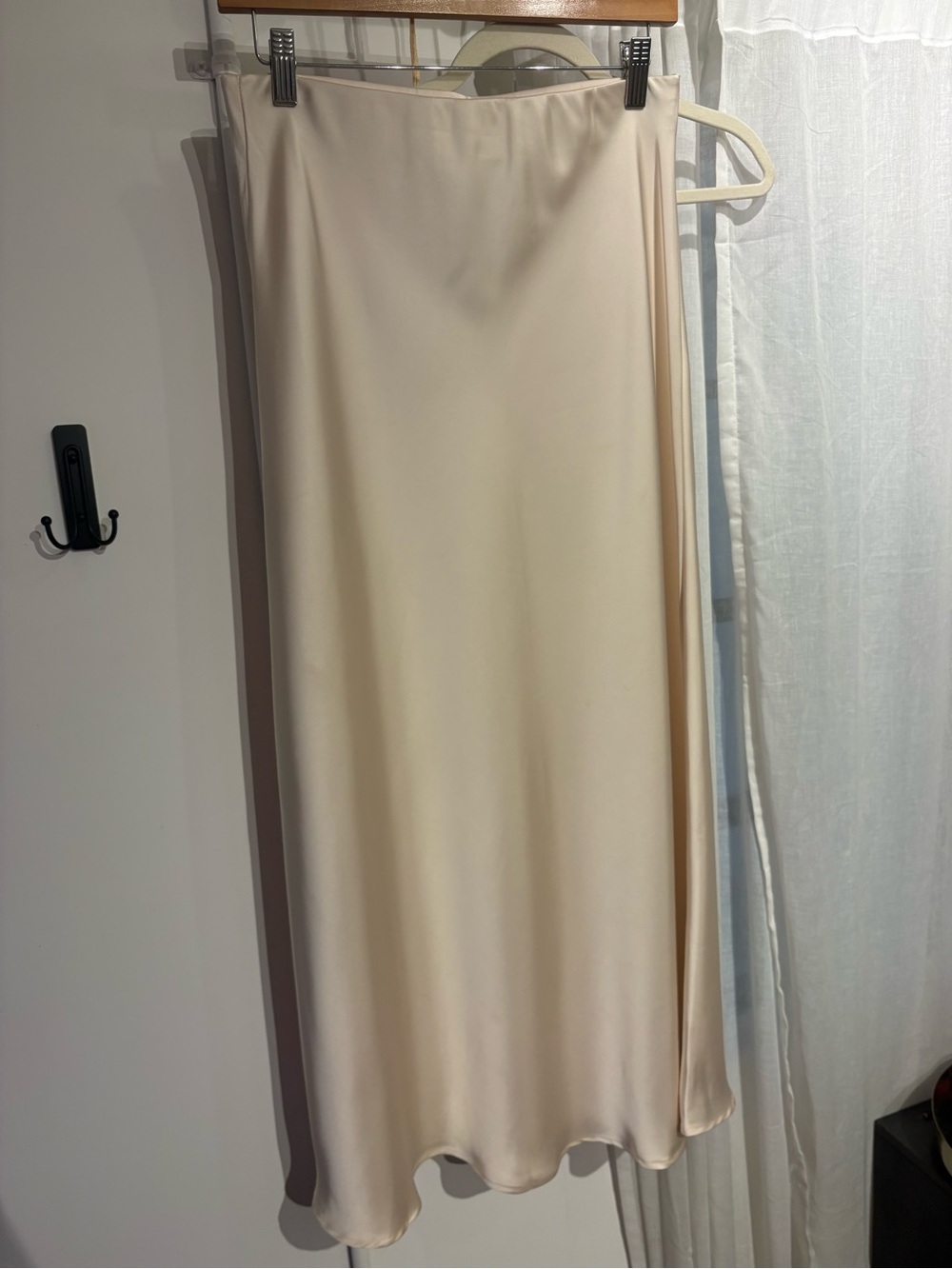 Satin Slip Skirt in Light Beige